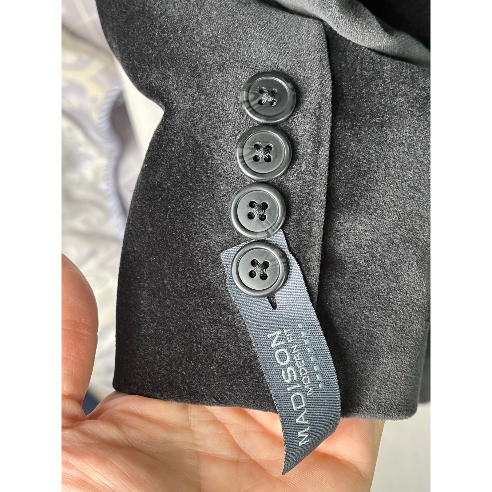 Madison Modern Fit Single Breasted Velvet Blazer, Grey, Size 44r, Nwt — image 6 of 7